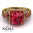 Cushion Cut Ruby Milgrain Engagement Ring - Adelyn No. 55