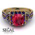 Cushion Cut Ruby Milgrain Engagement Ring - Adelyn No. 70 image 2