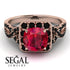 Cushion Cut Ruby Milgrain Engagement Ring - Adelyn No. 41