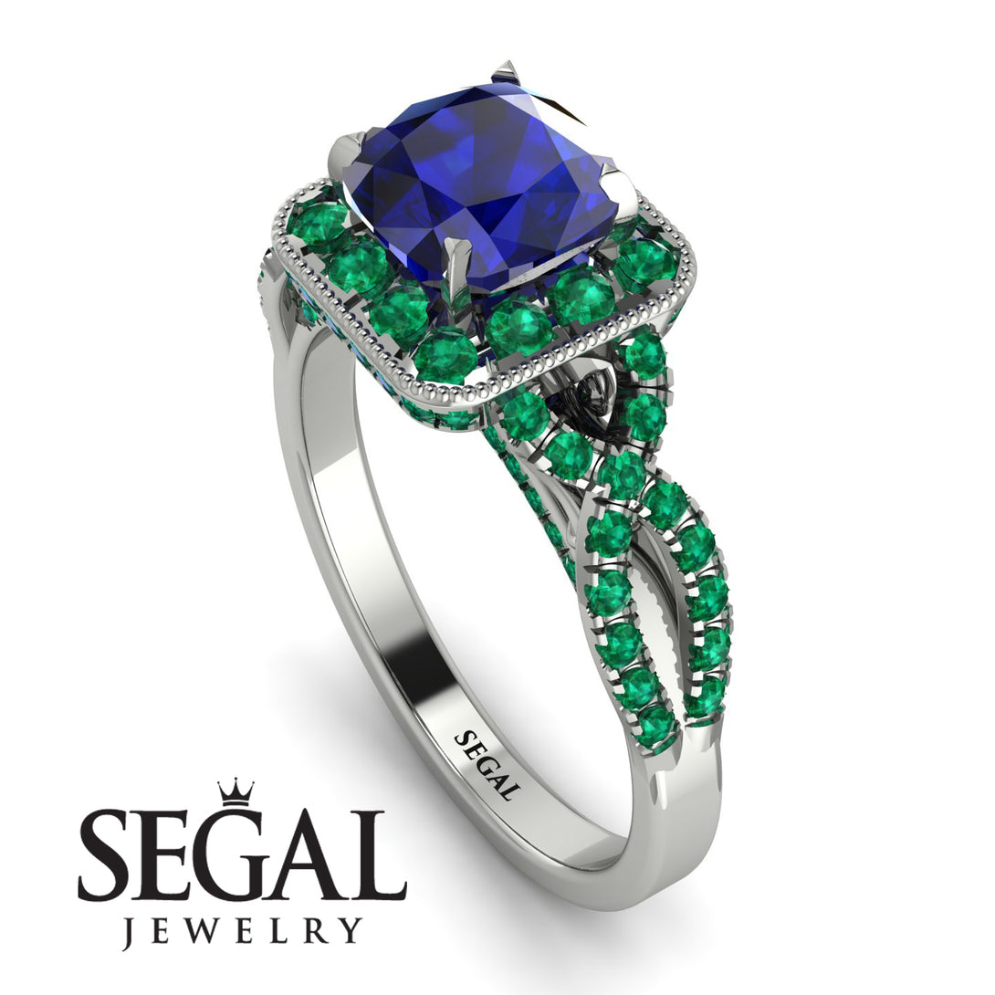Cushion Cut Sapphire Milgrain Engagement Ring - Adelyn No. 30