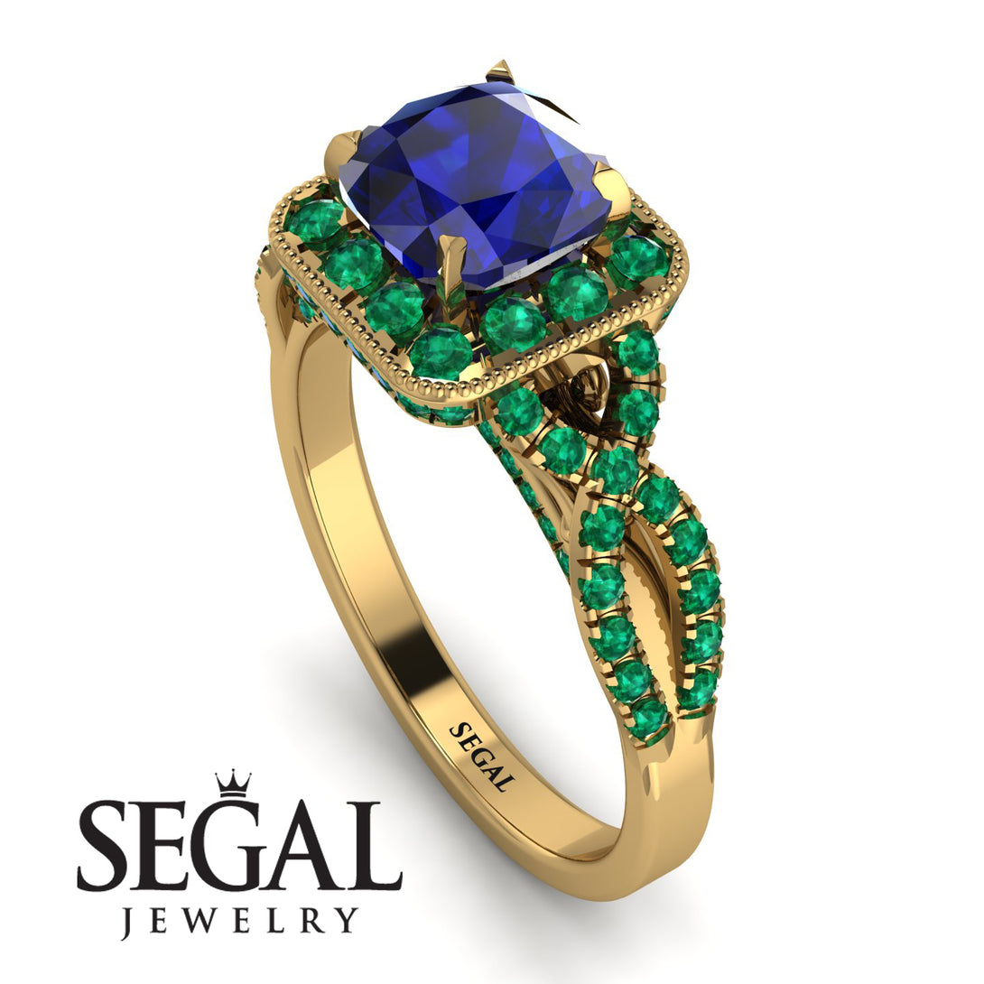 Cushion Cut Sapphire Milgrain Engagement Ring - Adelyn No. 28