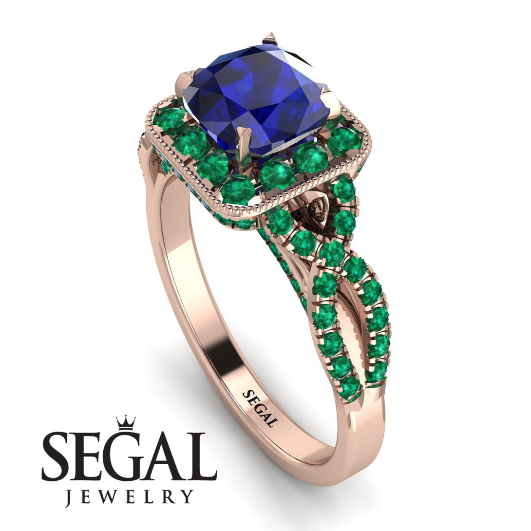 Cushion Cut Sapphire Milgrain Engagement Ring - Adelyn No. 29