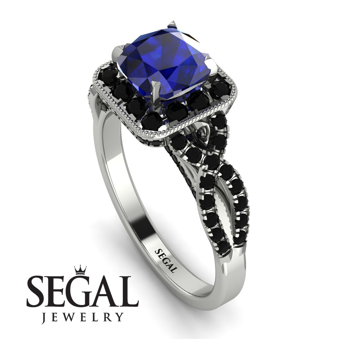 Cushion Cut Sapphire Milgrain Engagement Ring - Adelyn No. 45