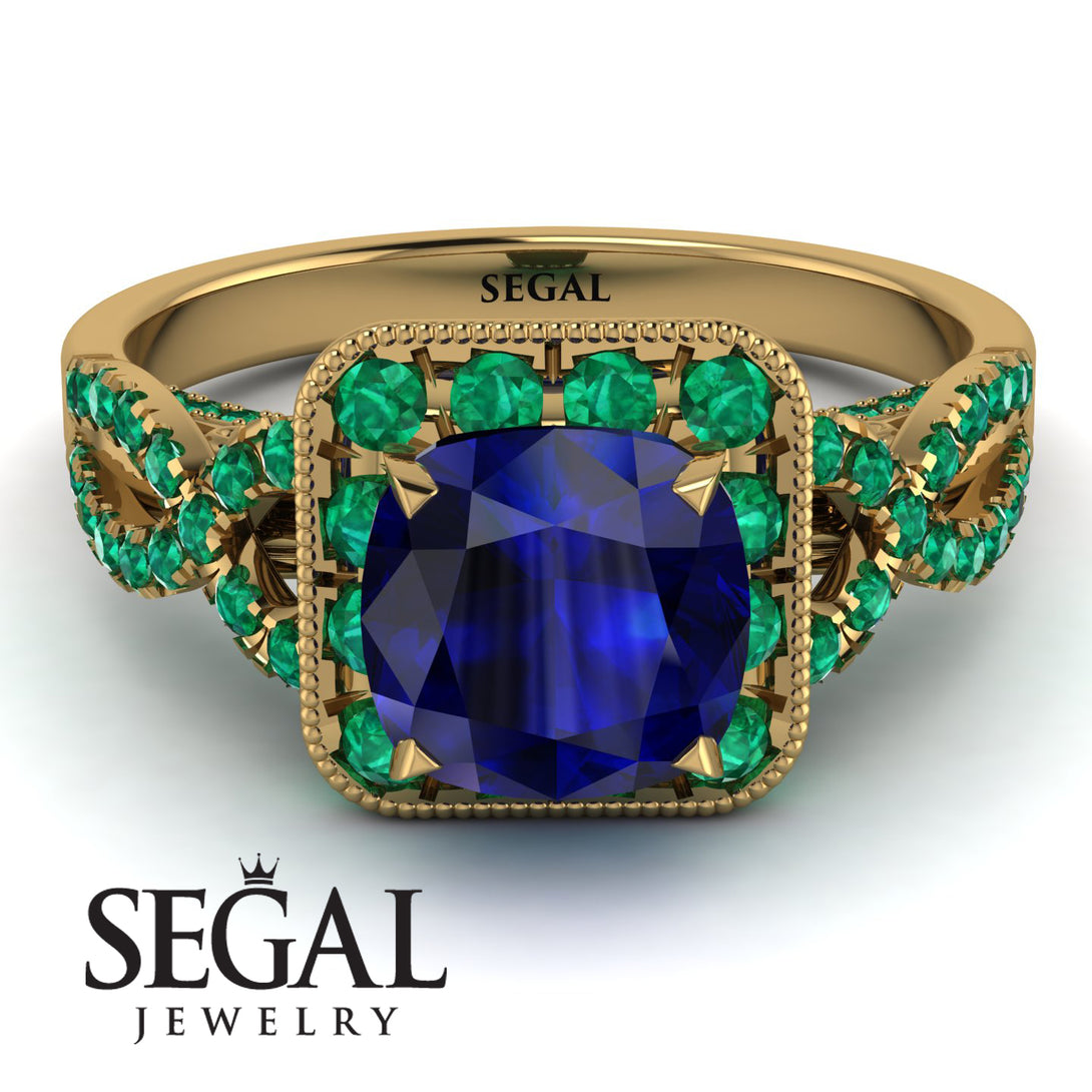 Cushion Cut Sapphire Milgrain Engagement Ring - Adelyn No. 28