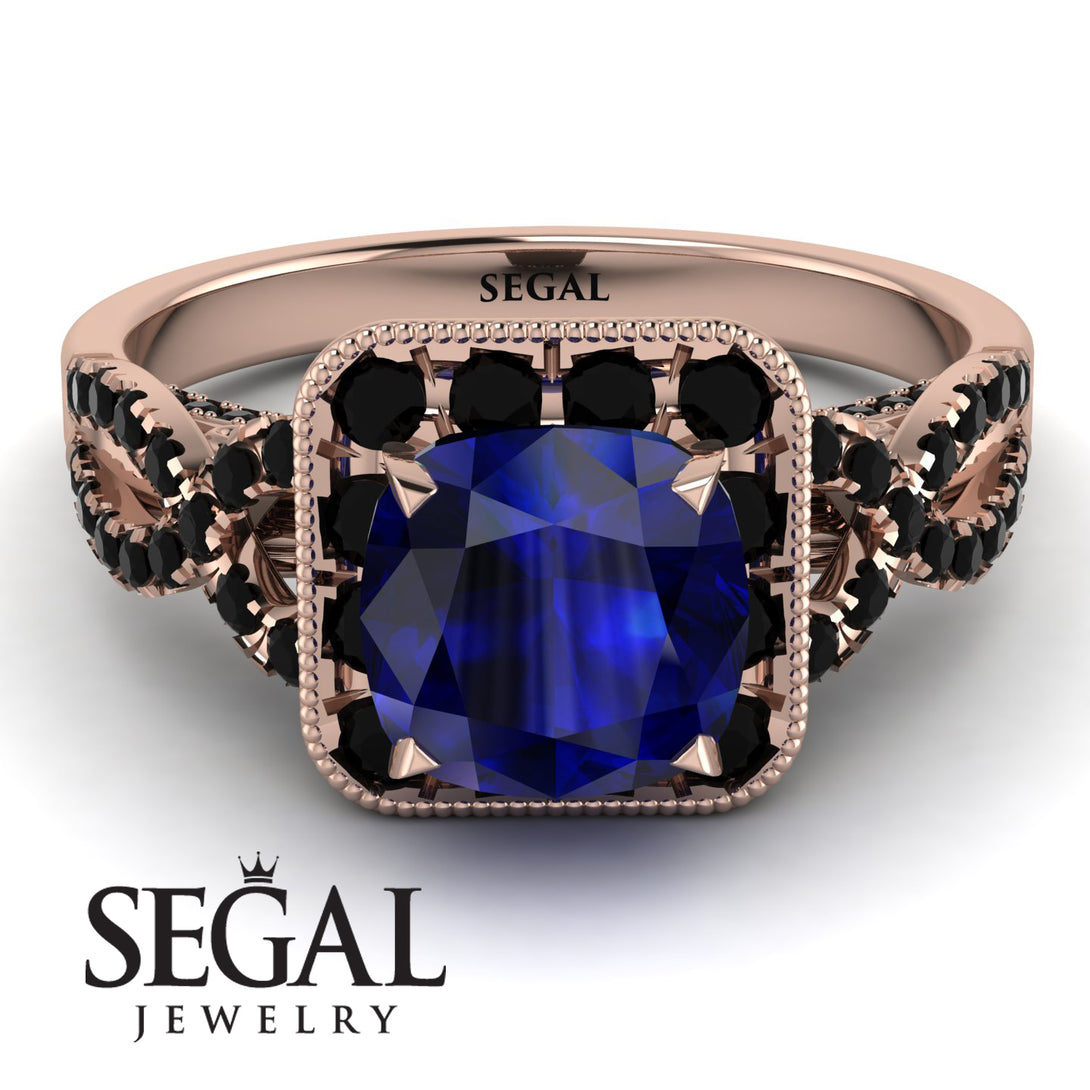 Cushion Cut Sapphire Milgrain Engagement Ring - Adelyn No. 44