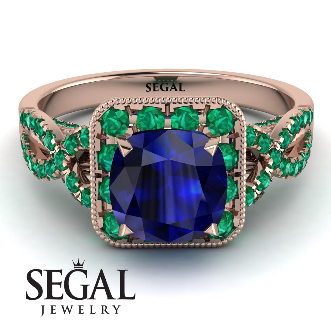 Cushion Cut Sapphire Milgrain Engagement Ring - Adelyn No. 29