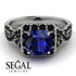 Cushion Cut Sapphire Milgrain Engagement Ring - Adelyn No. 45
