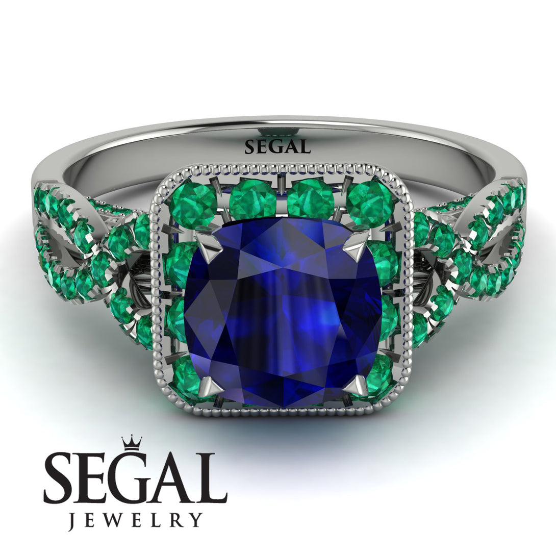 Cushion Cut Sapphire Milgrain Engagement Ring - Adelyn No. 30