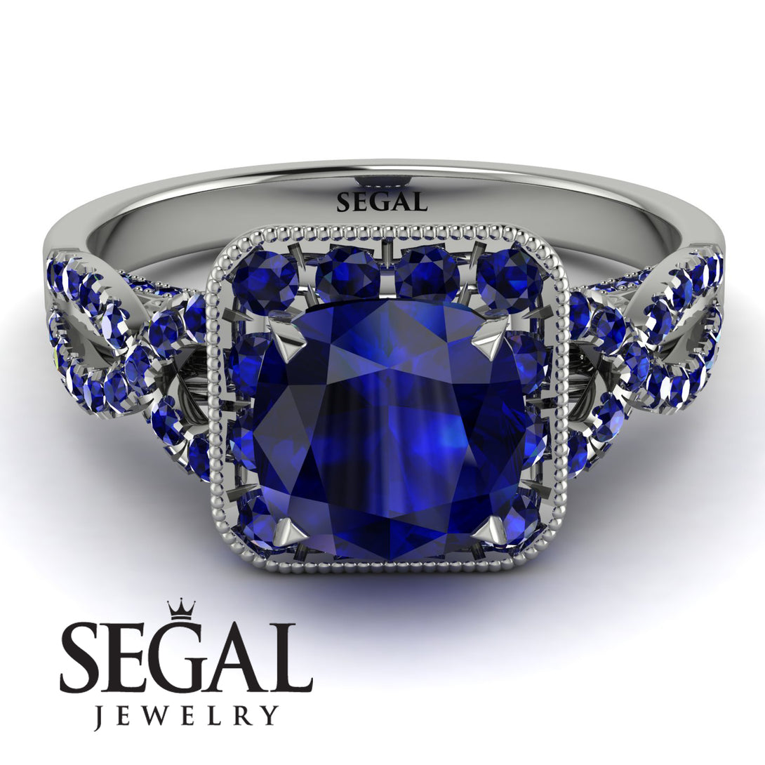 Cushion Cut Sapphire Milgrain Engagement Ring - Adelyn No. 75