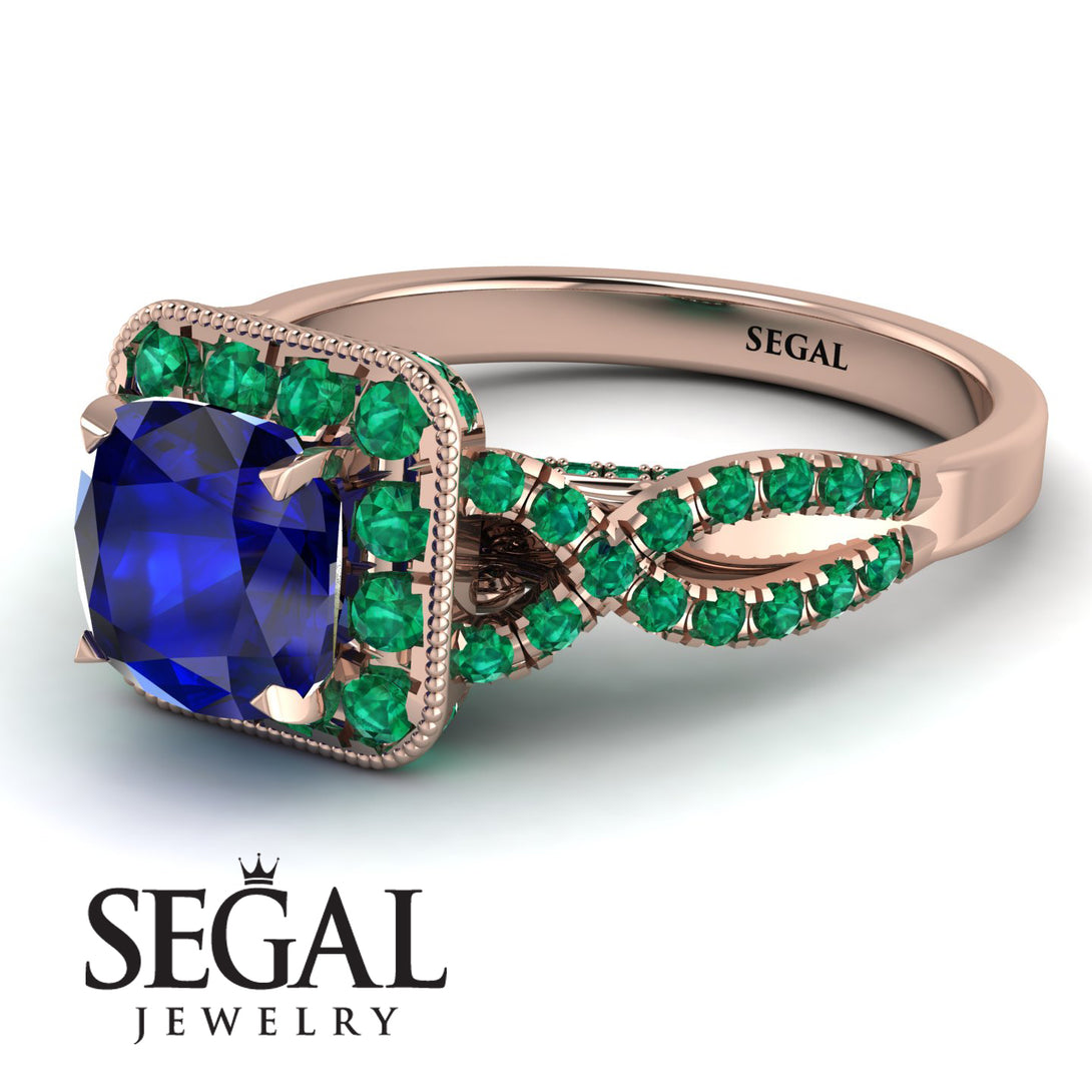 Cushion Cut Sapphire Milgrain Engagement Ring - Adelyn No. 29