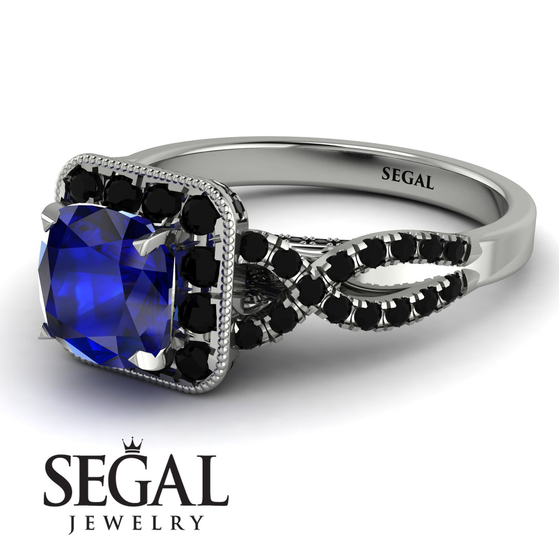 Cushion Cut Sapphire Milgrain Engagement Ring - Adelyn No. 45