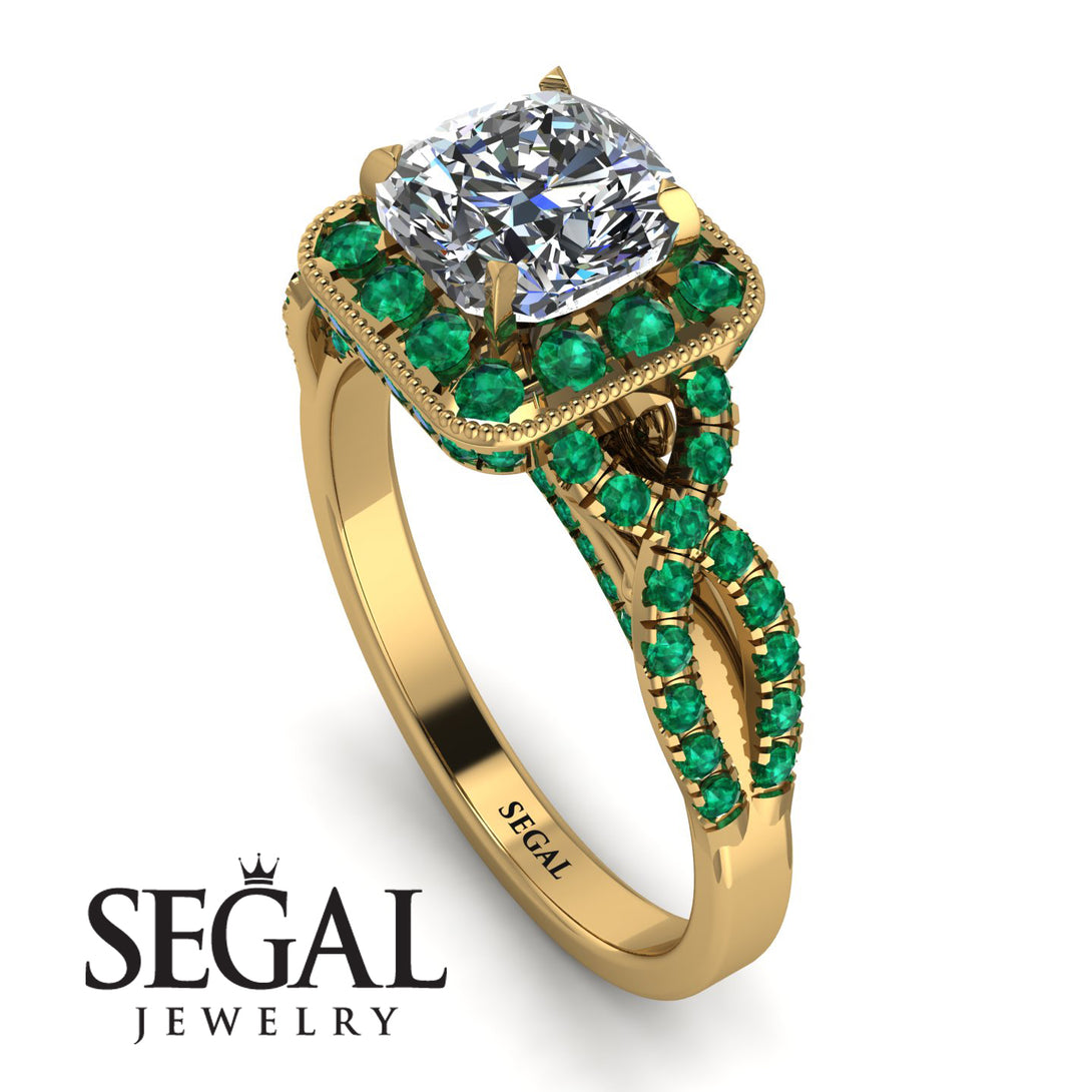 Cushion Cut Diamond Milgrain Engagement Ring - Adelyn No. 16