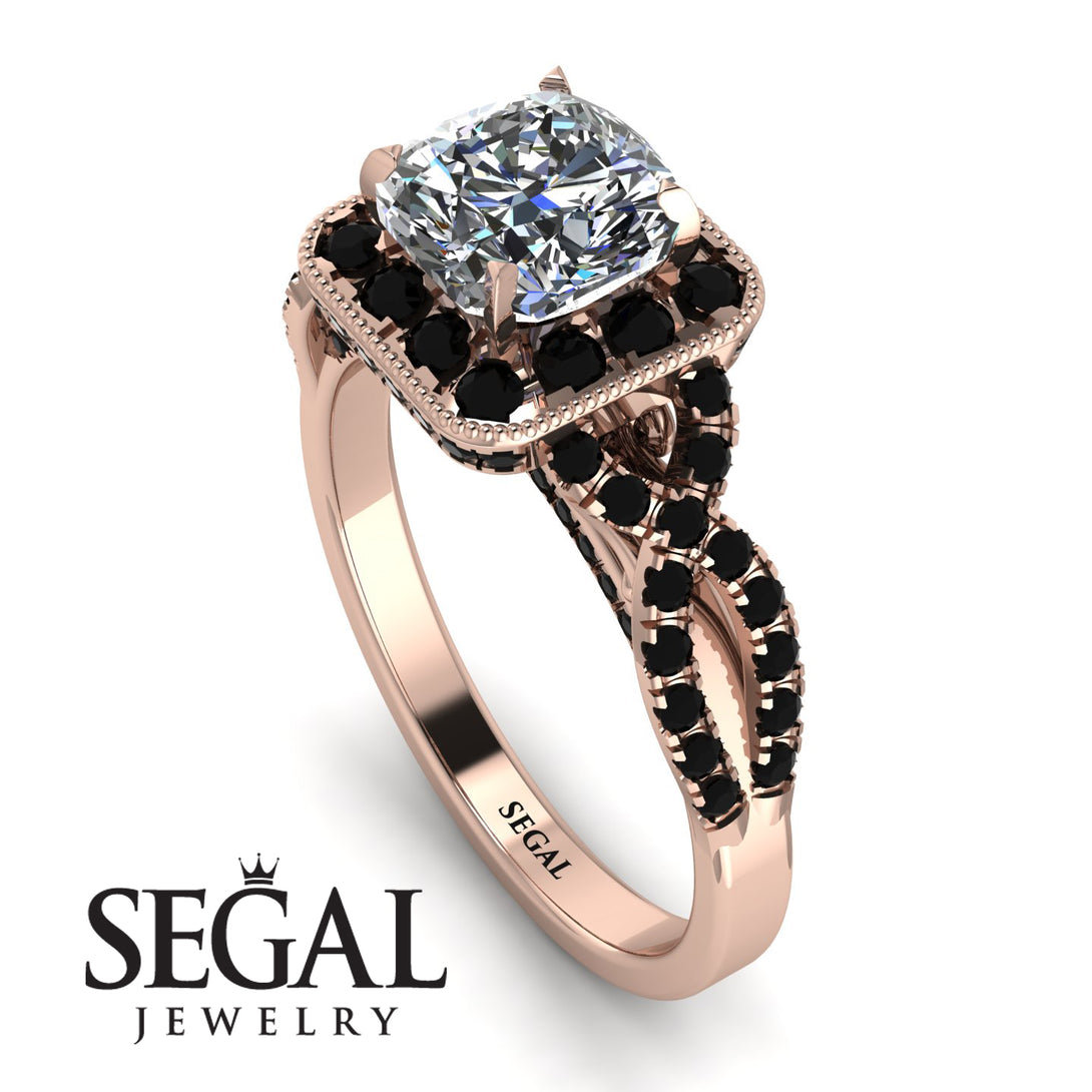 Cushion Cut Diamond Milgrain Engagement Ring - Adelyn No. 32