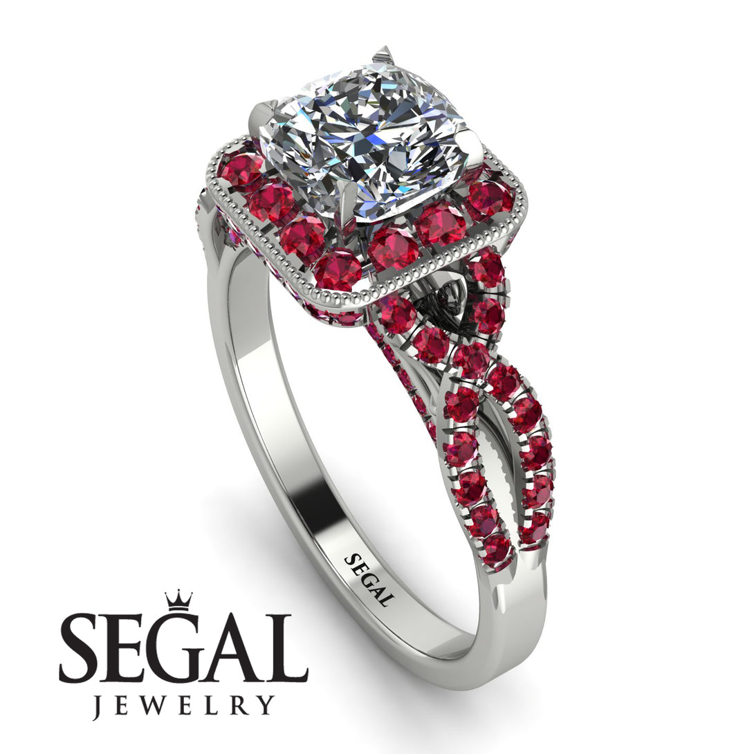 Cushion Cut Diamond Milgrain Engagement Ring - Adelyn No. 48