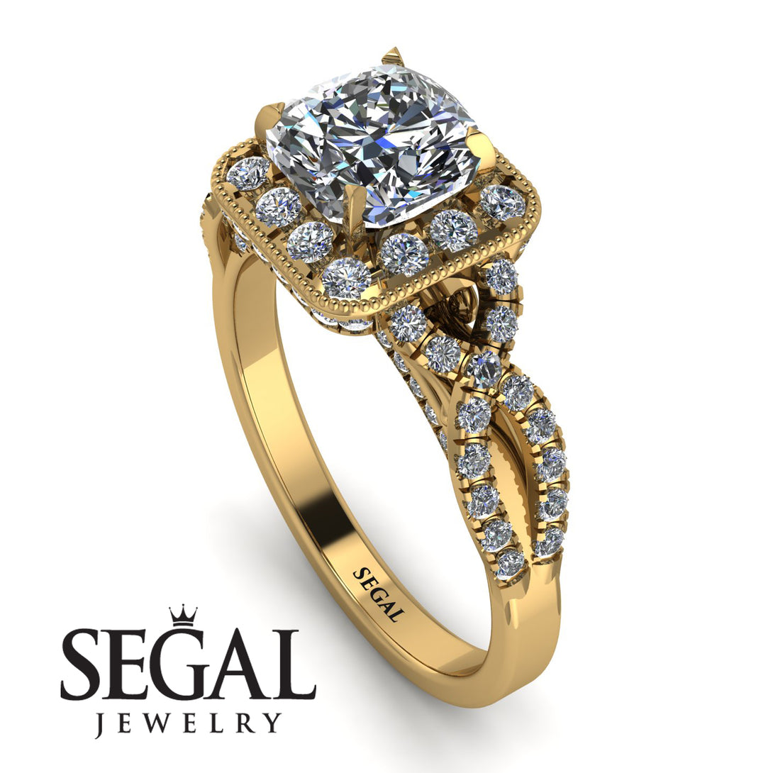 Cushion Cut Diamond Milgrain Engagement Ring - Adelyn No. 1