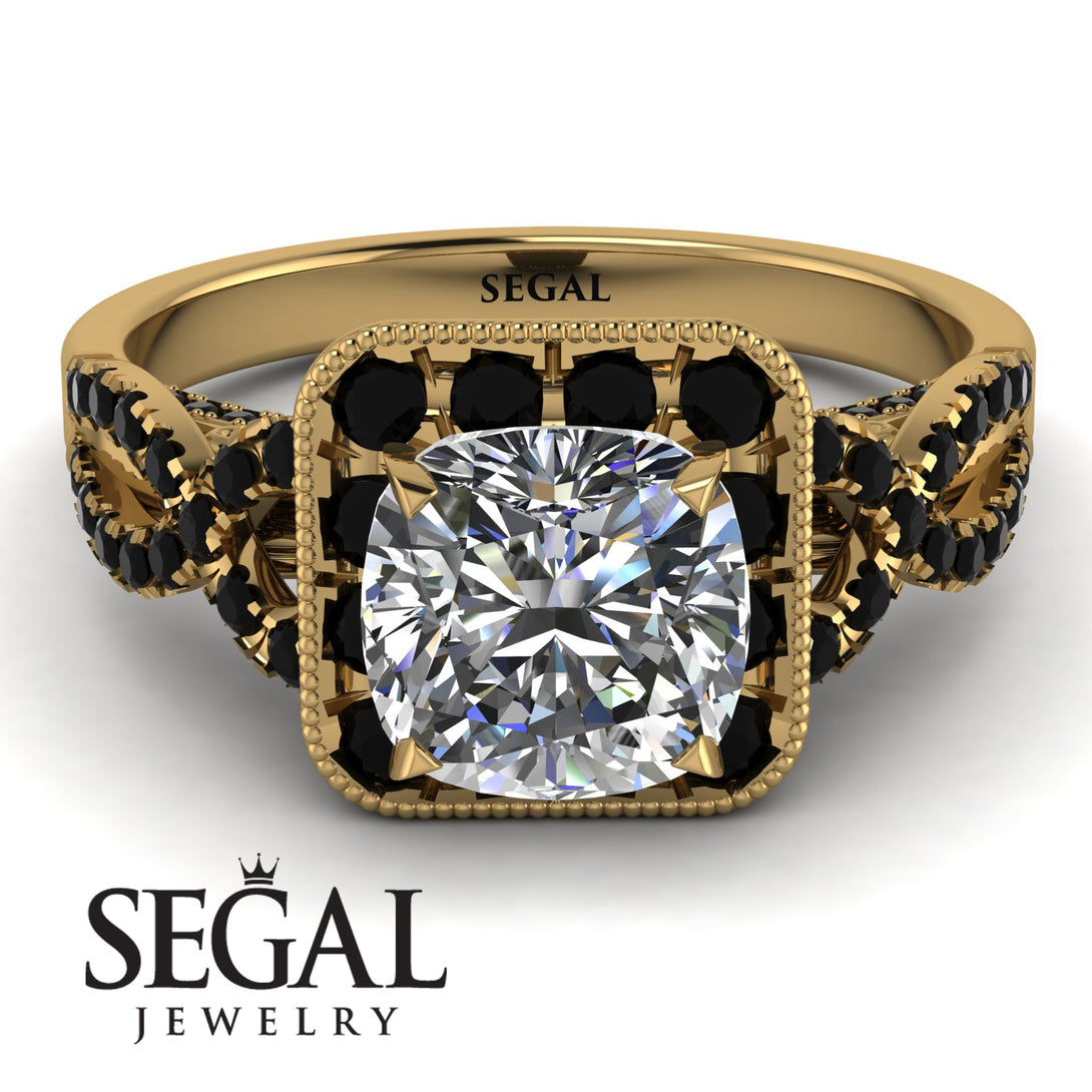 Cushion Cut Diamond Milgrain Engagement Ring - Adelyn No. 31