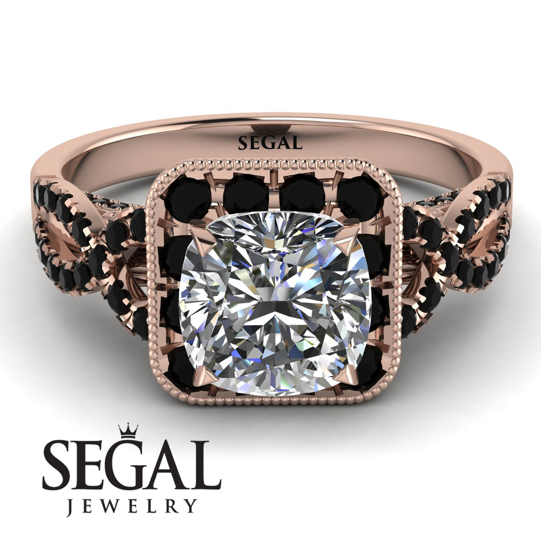Cushion Cut Diamond Milgrain Engagement Ring - Adelyn No. 32