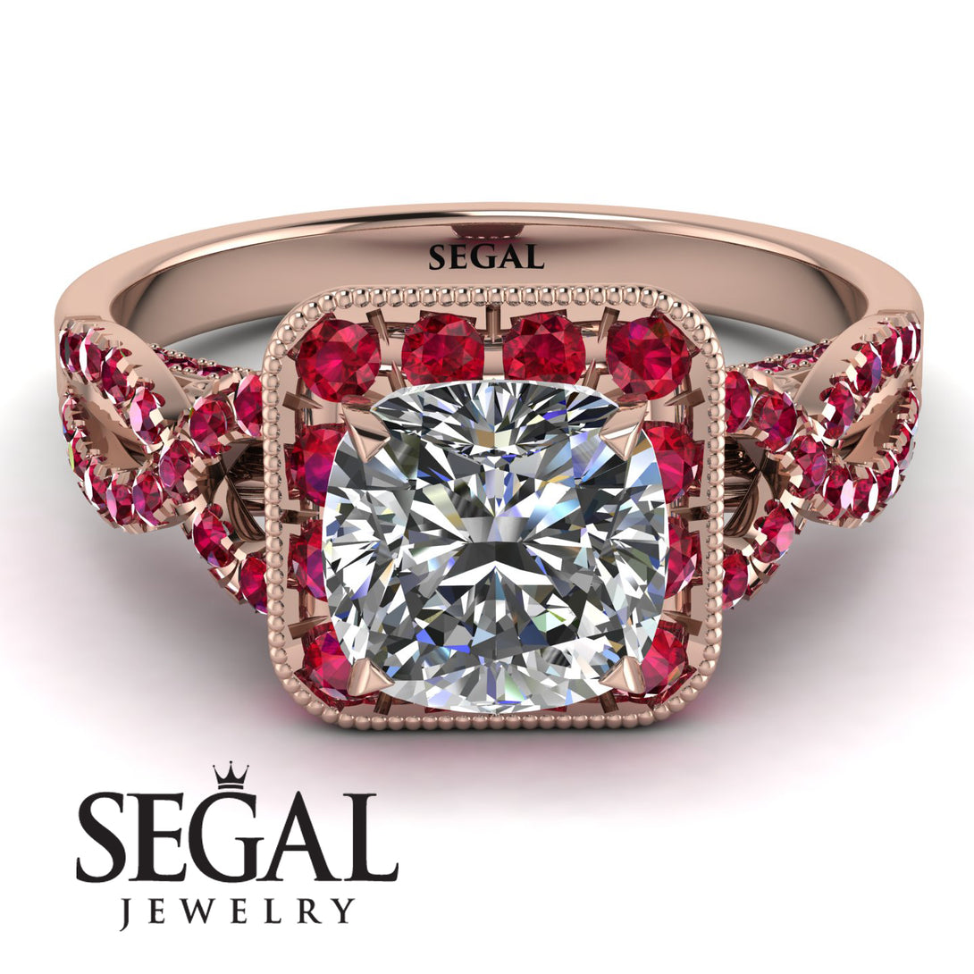 Cushion Cut Diamond Milgrain Engagement Ring - Adelyn No. 47