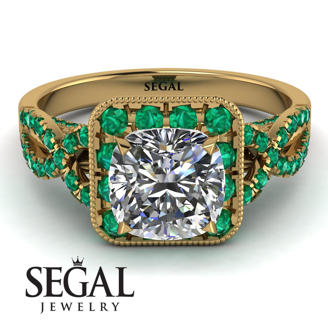 Cushion Cut Diamond Milgrain Engagement Ring - Adelyn No. 16