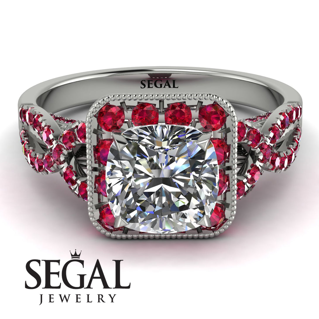 Cushion Cut Diamond Milgrain Engagement Ring - Adelyn No. 48