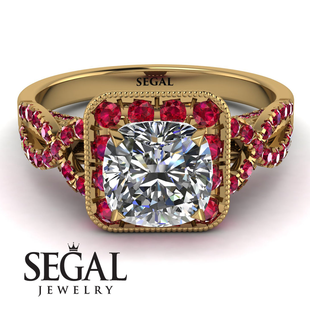Cushion Cut Diamond Milgrain Engagement Ring - Adelyn No. 46
