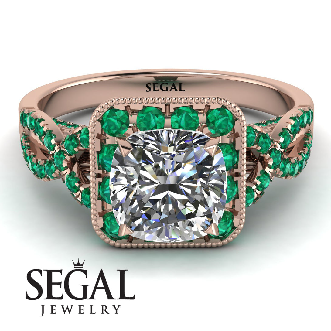 Cushion Cut Diamond Milgrain Engagement Ring - Adelyn No. 17
