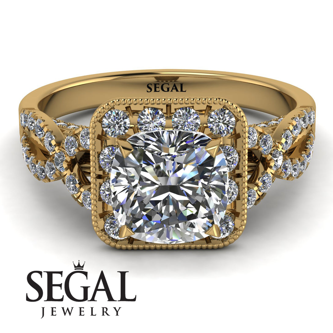 Cushion Cut Diamond Milgrain Engagement Ring - Adelyn No. 1