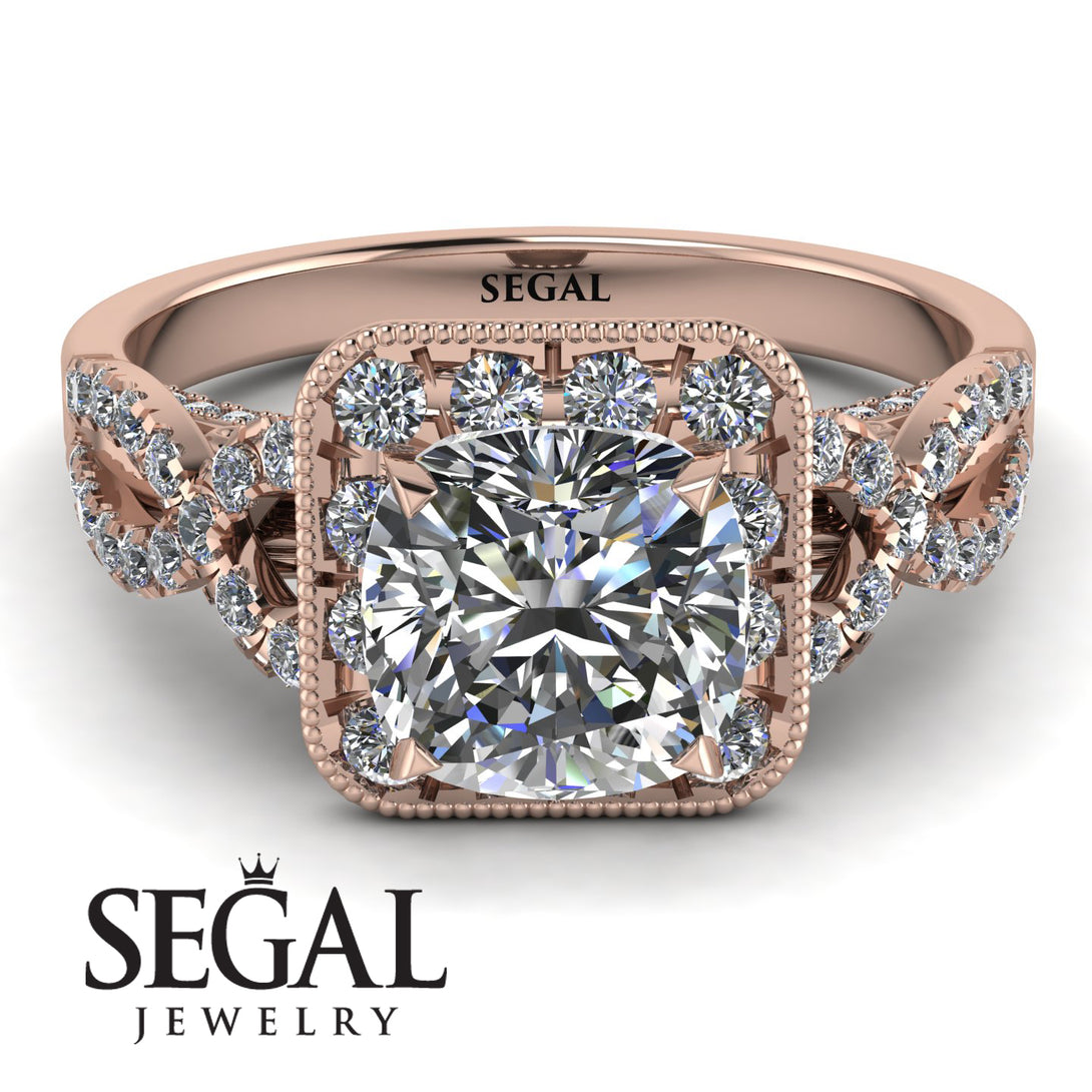 Cushion Cut Diamond Milgrain Engagement Ring - Adelyn No. 2