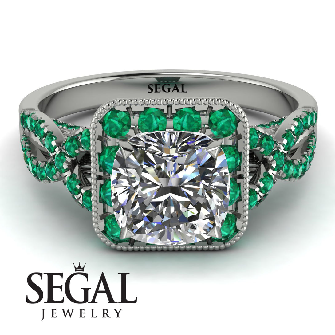 Cushion Cut Diamond Milgrain Engagement Ring - Adelyn No. 18