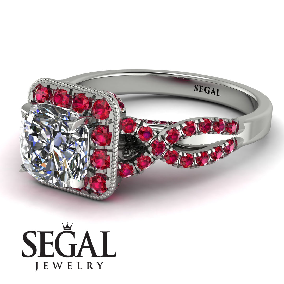 Cushion Cut Diamond Milgrain Engagement Ring - Adelyn No. 48