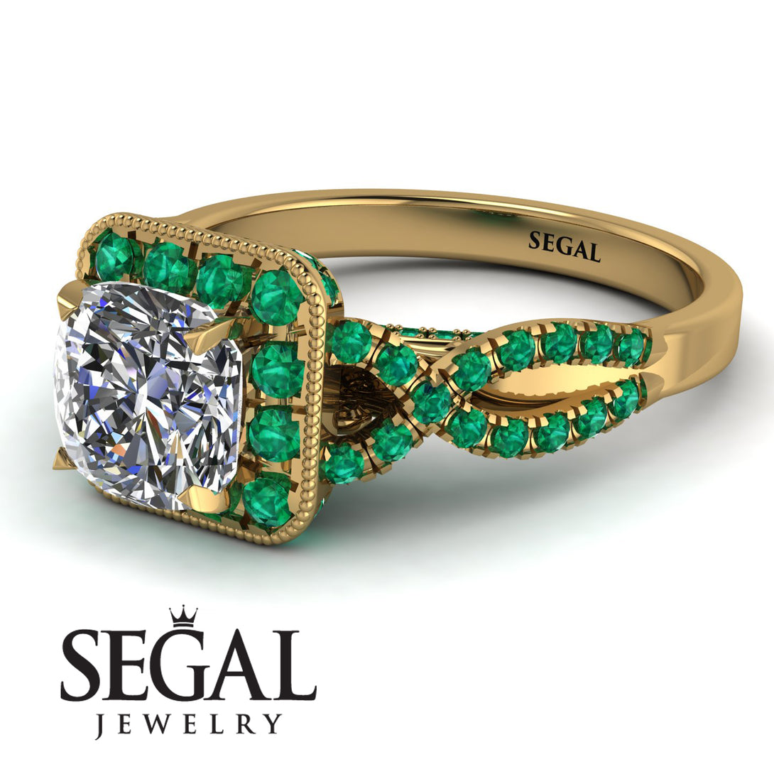 Cushion Cut Diamond Milgrain Engagement Ring - Adelyn No. 16
