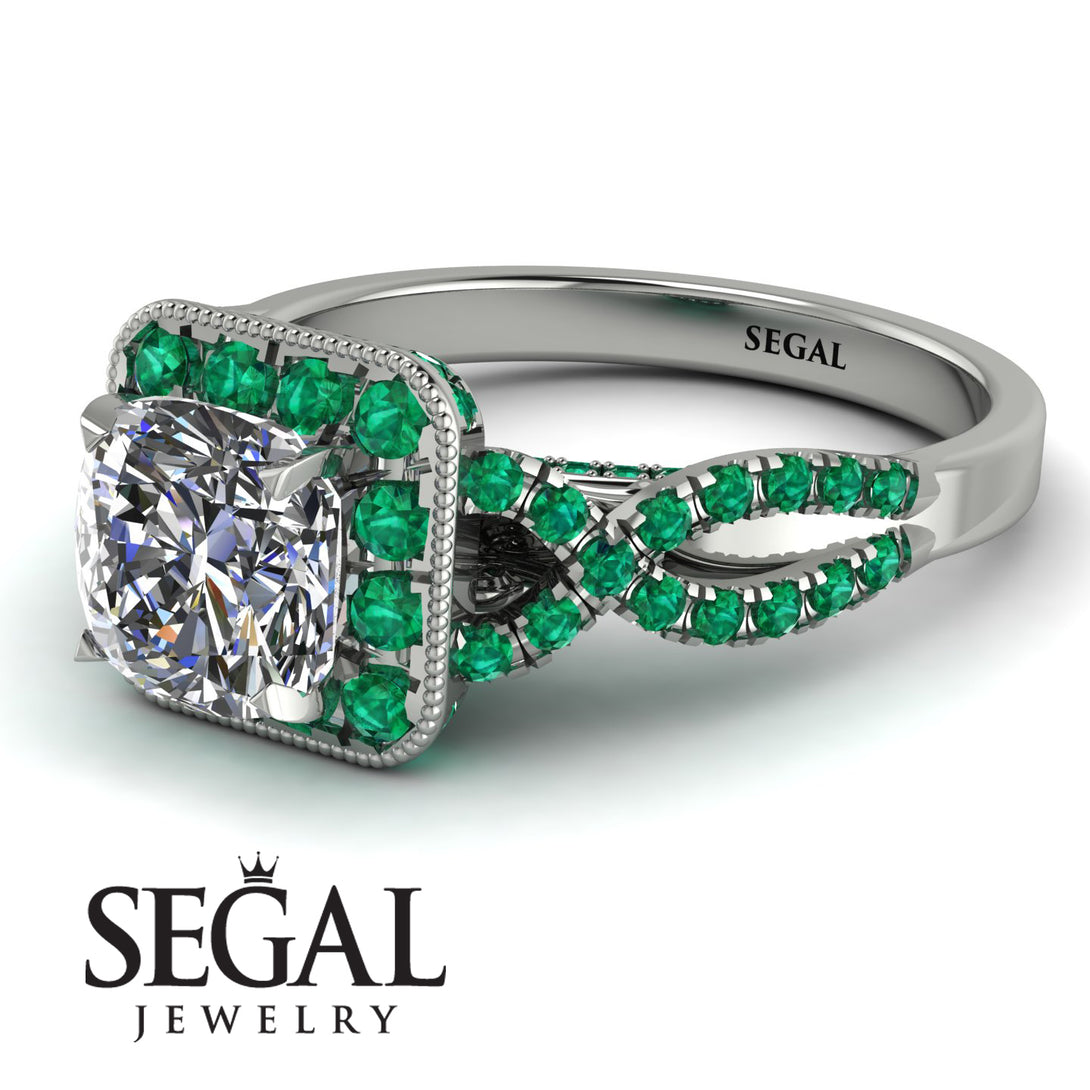 Cushion Cut Diamond Milgrain Engagement Ring - Adelyn No. 18