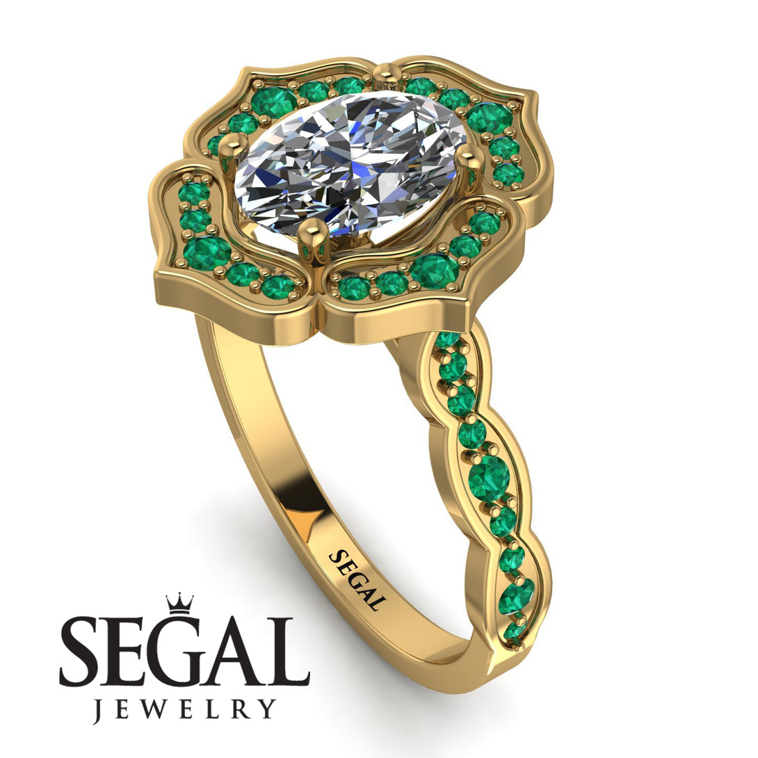 Decorated Halo Oval Diamond Engagement Ring - Faith No. 16