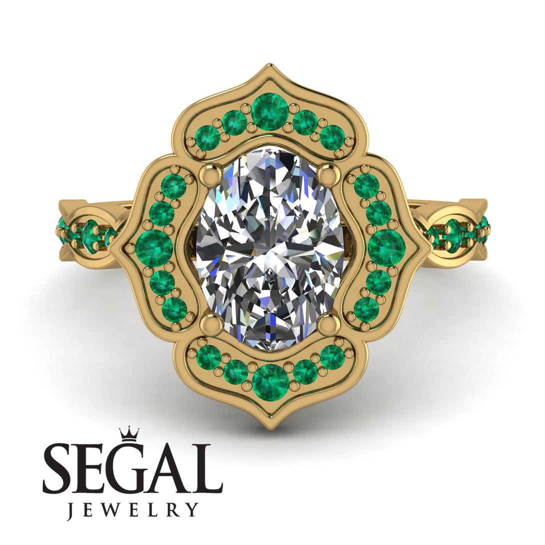 Decorated Halo Oval Diamond Engagement Ring - Faith No. 16