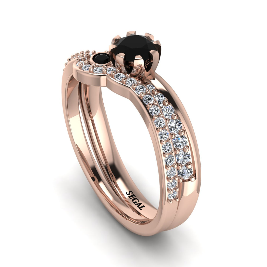 Delicate Black Diamond Bridal Set - Karen No. 8