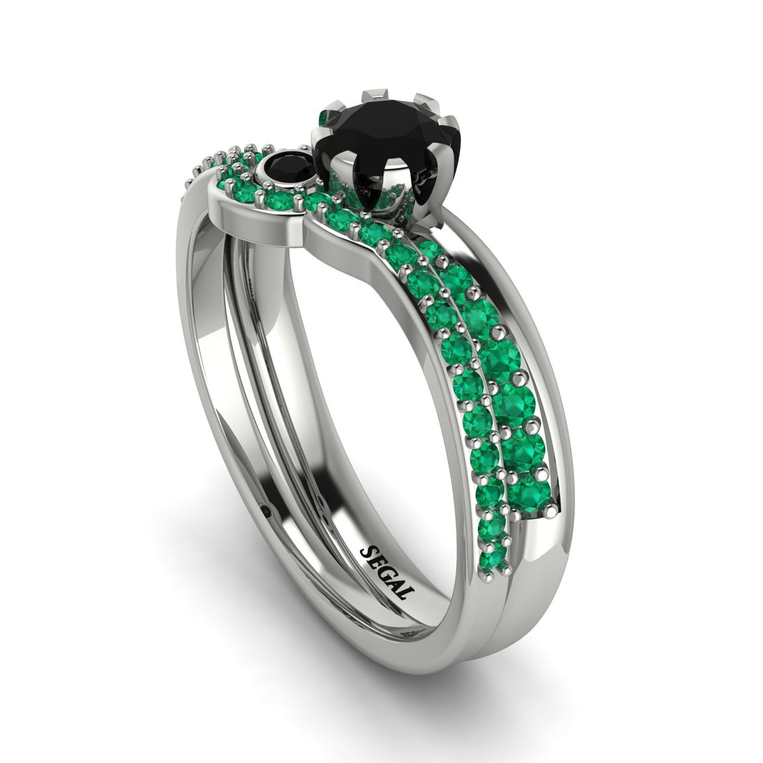 Delicate Black Diamond Bridal Set - Karen No. 24