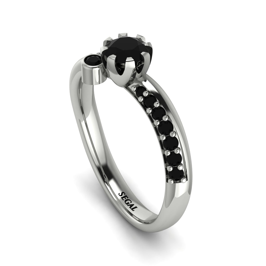 Delicate Black Diamond Engagement Ring - Karen No. 39