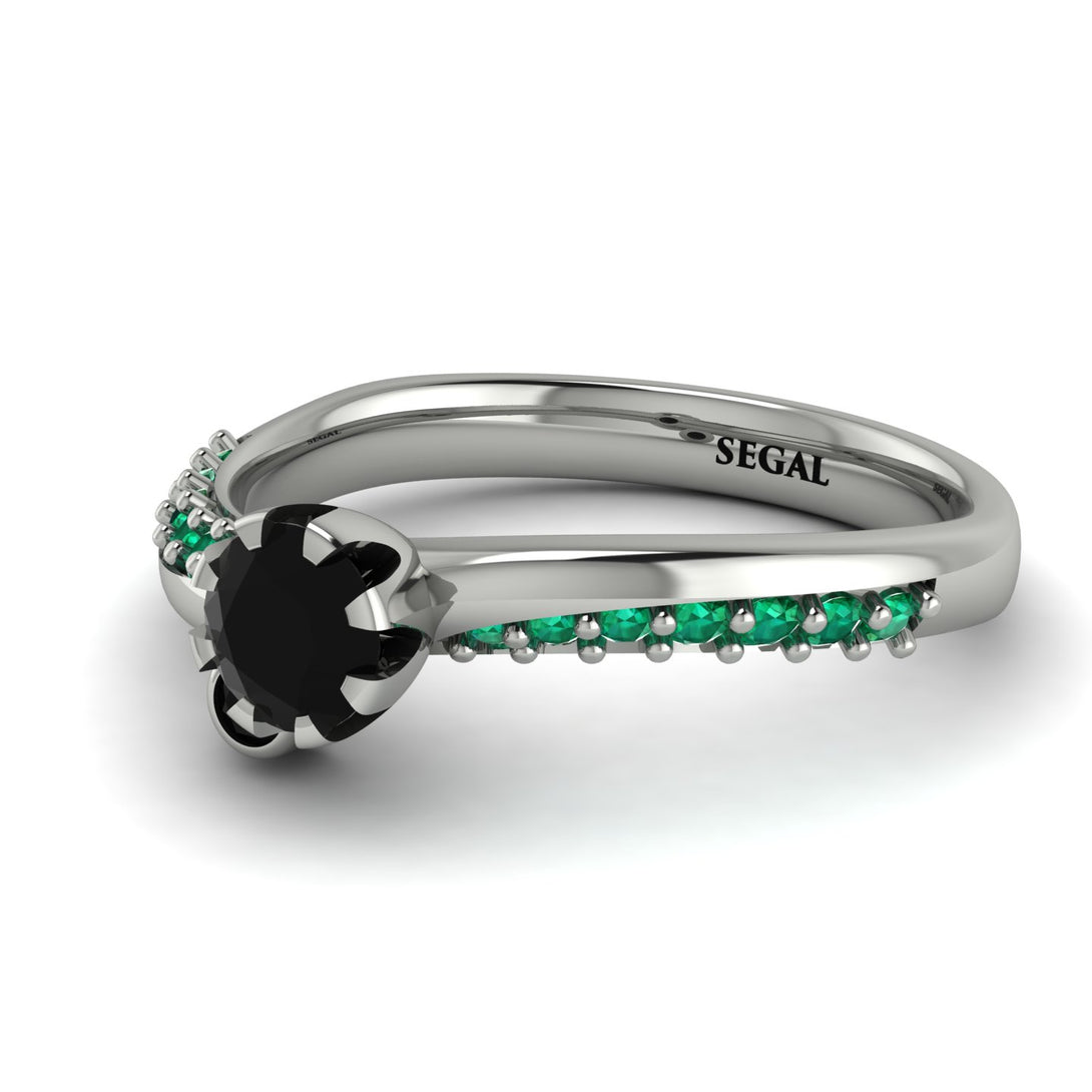 Delicate Black Diamond Engagement Ring - Karen No. 24
