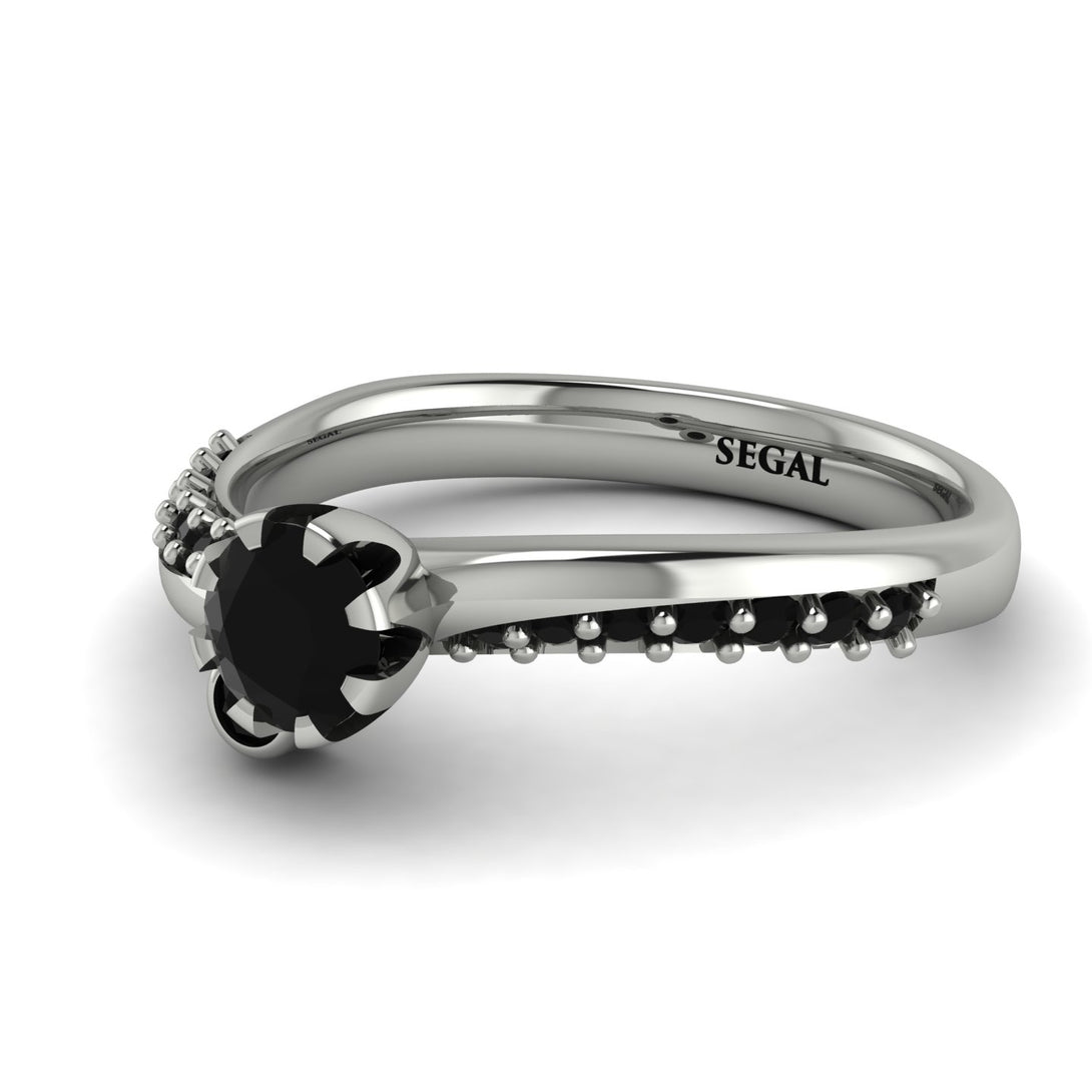 Delicate Black Diamond Engagement Ring - Karen No. 39