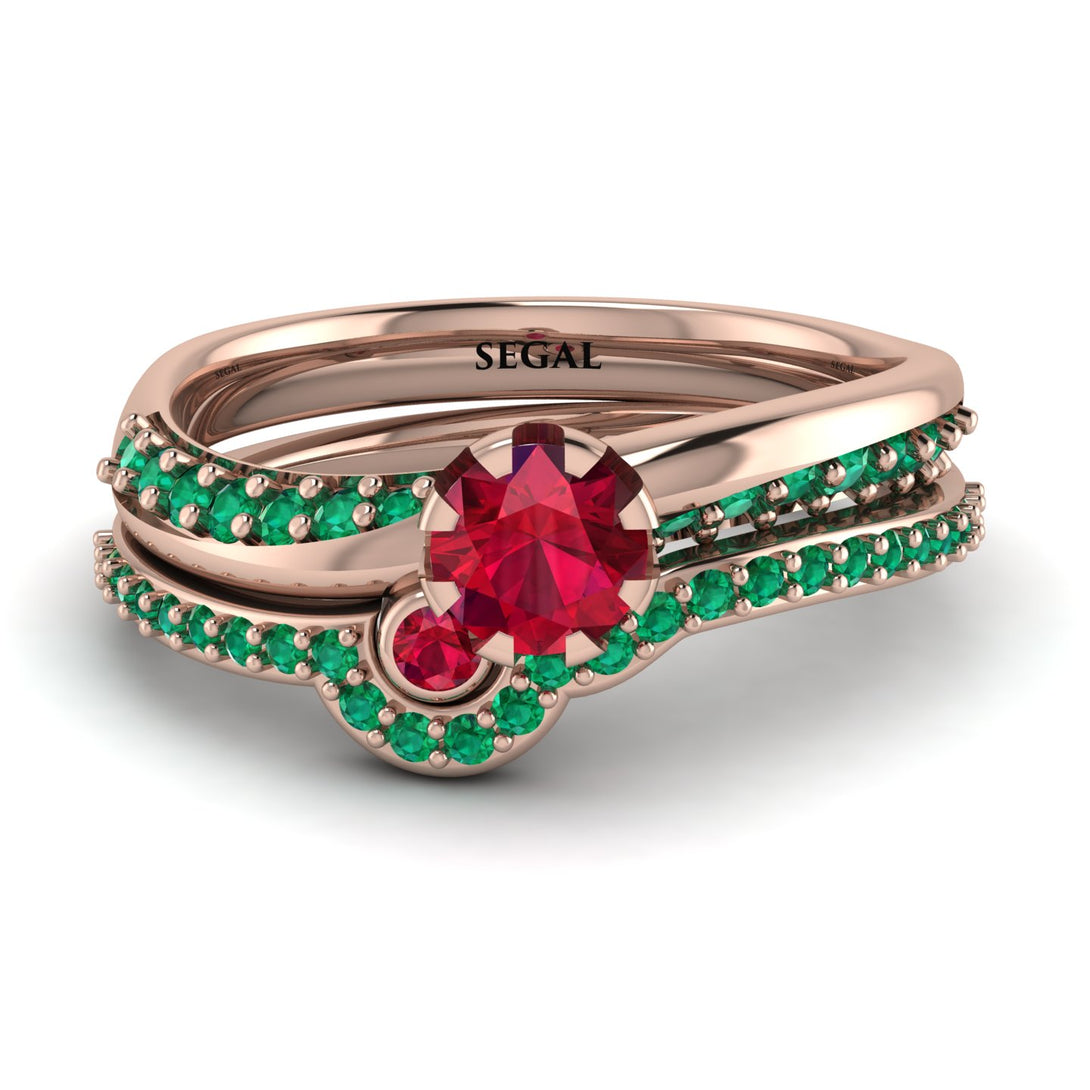 Delicate Ruby Bridal Set - Karen No. 26