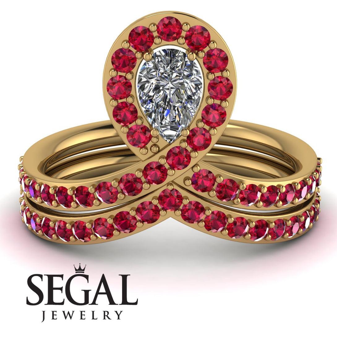 Diamond Pear Shape Stacking Bridal Set - Emilia No. 46