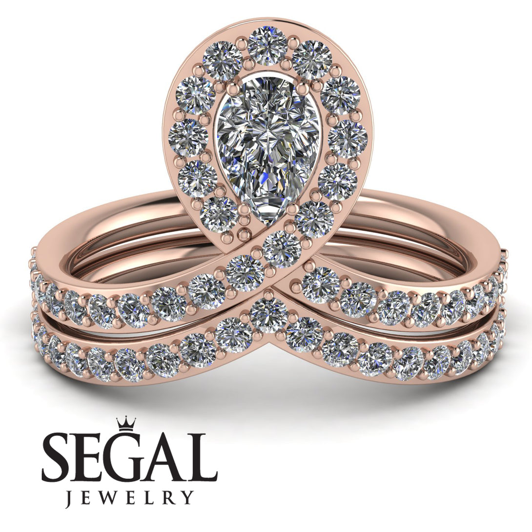 Diamond Pear Shape Stacking Bridal Set - Emilia No. 2