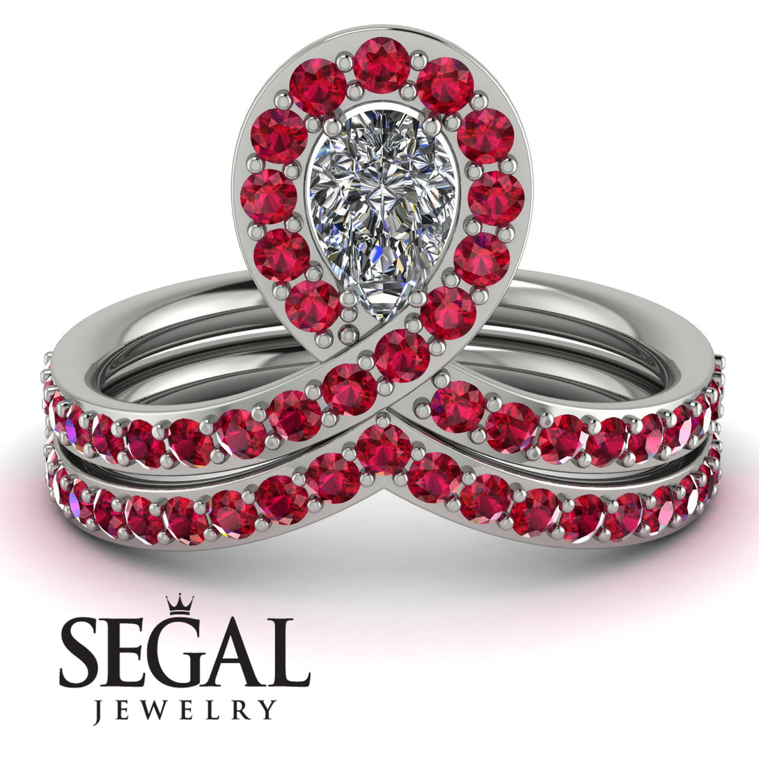 Diamond Pear Shape Stacking Bridal Set - Emilia No. 48