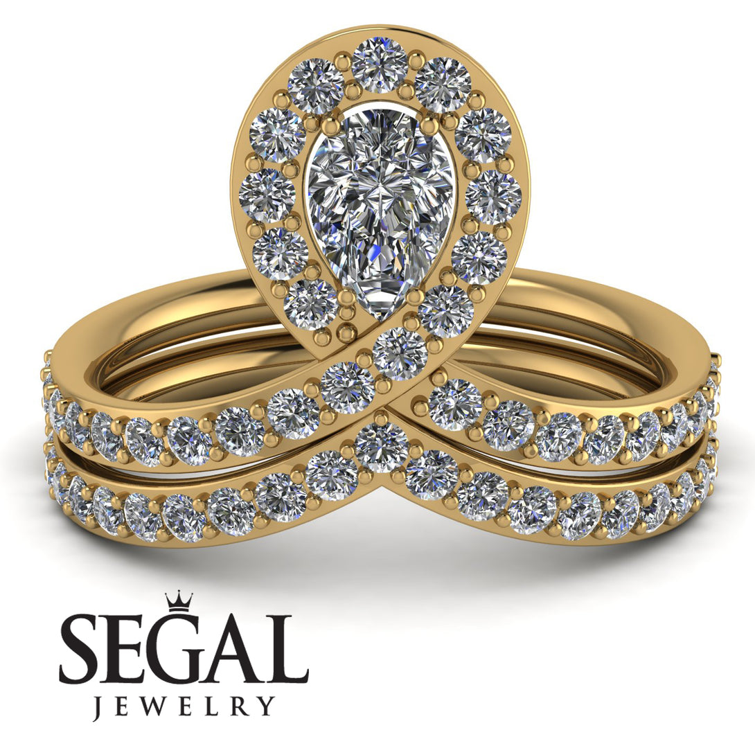 Diamond Pear Shape Stacking Bridal Set - Emilia No. 1