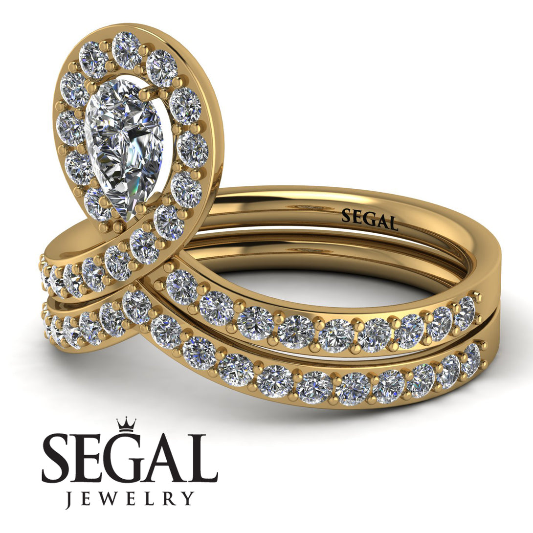 Diamond Pear Shape Stacking Bridal Set - Emilia No. 1