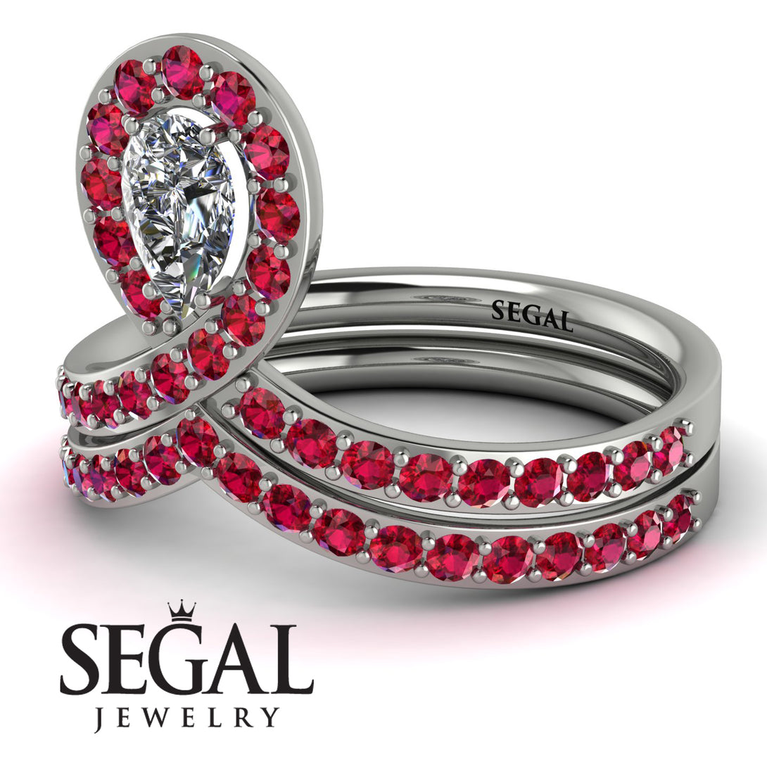 Diamond Pear Shape Stacking Bridal Set - Emilia No. 48