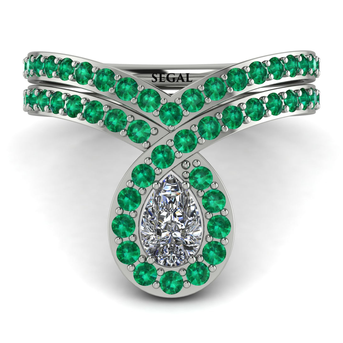 Diamond Pear Shape Stacking Bridal Set - Emilia No. 18