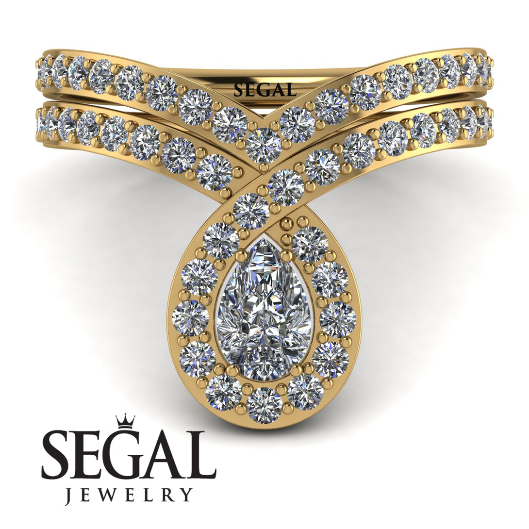 Diamond Pear Shape Stacking Bridal Set - Emilia No. 1