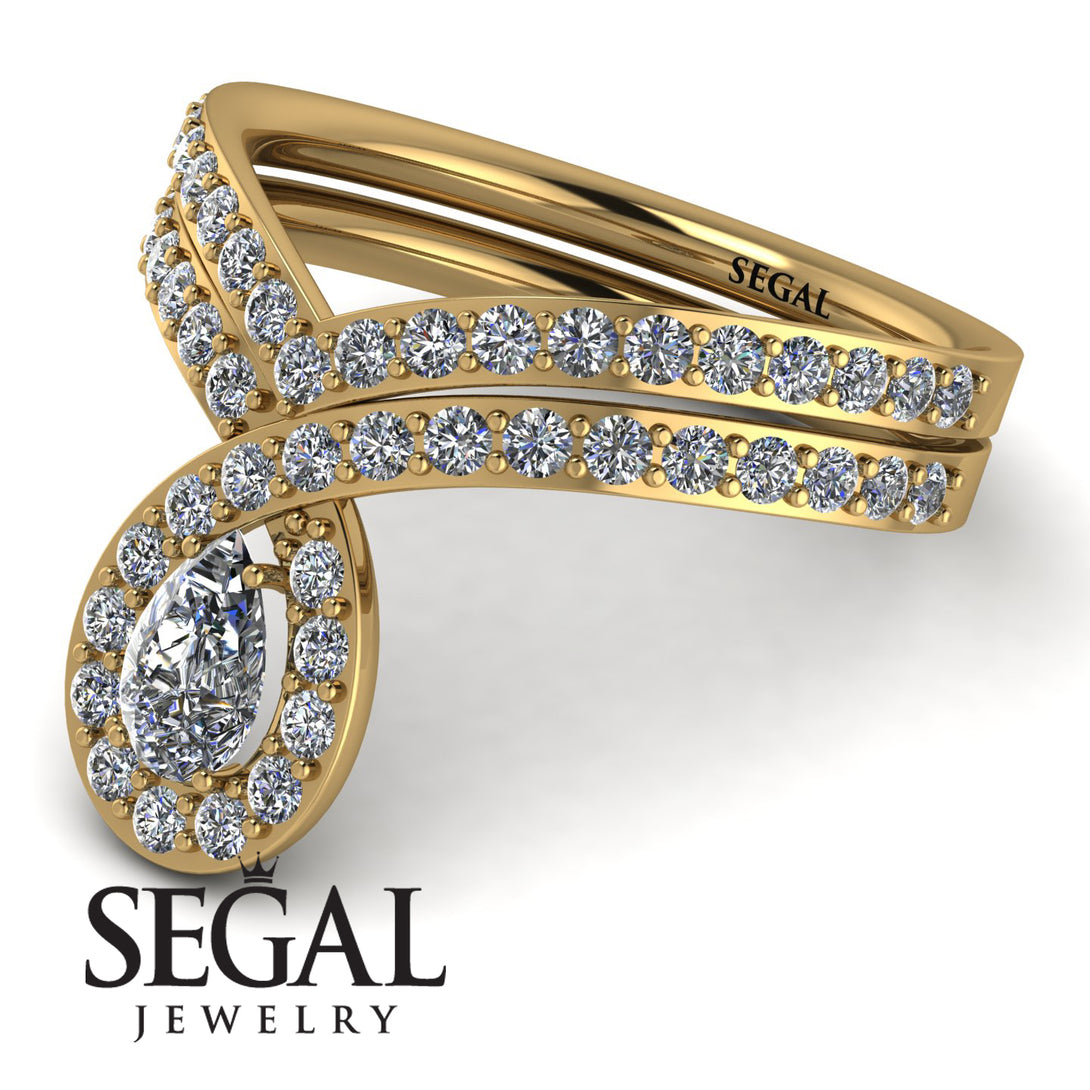 Diamond Pear Shape Stacking Bridal Set - Emilia No. 1