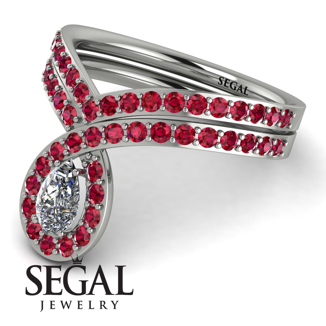 Diamond Pear Shape Stacking Bridal Set - Emilia No. 48